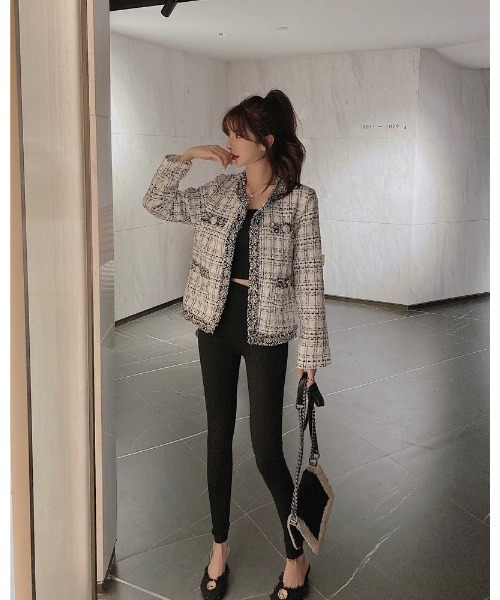 Ritzy（リッツィー）の「ノーカラーツィードジャケット（ノーカラージャケット・レディース・ホワイト/ブラック・M/L）」の11枚目の写真