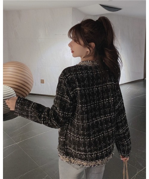 Ritzy（リッツィー）の「ノーカラーツィードジャケット（ノーカラージャケット・レディース・ホワイト/ブラック・M/L）」の21枚目の写真