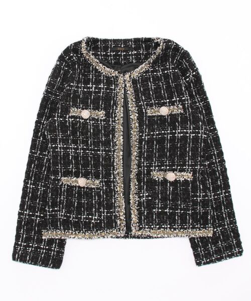 Ritzy（リッツィー）の「ノーカラーツィードジャケット（ノーカラージャケット・レディース・ホワイト/ブラック・M/L）」の17枚目の写真