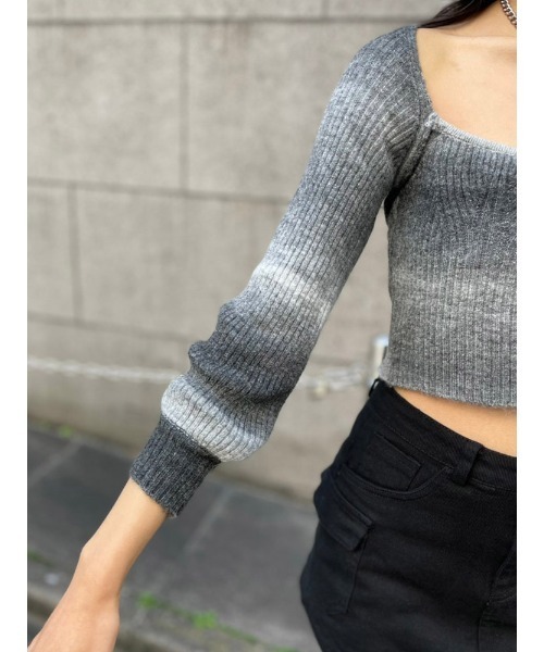 ENVYM(アンビー)の「クロップドグラデーションPO(Tシャツ/カットソー・レディース・ブラック/ベージュ・FREE)」の5枚目の写真