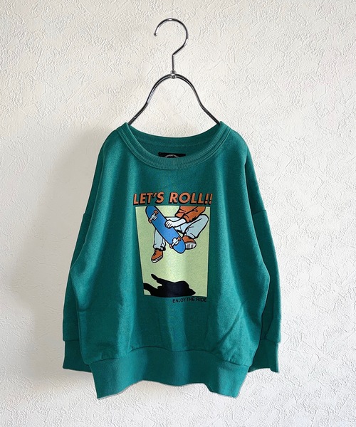 Life Support Products（ライフサポートプロダクツ）の「裏毛プリントクルーネックスウェット（80～150cm）（スウェット・キッズ・オフホワイト/ブラック/ネイビー/チャコール/ライトブルー/オレンジ/イエロー/グリーン/アイボリー/杢グレー・120/110/100/140/130/150/95/80/90）」の14枚目の写真