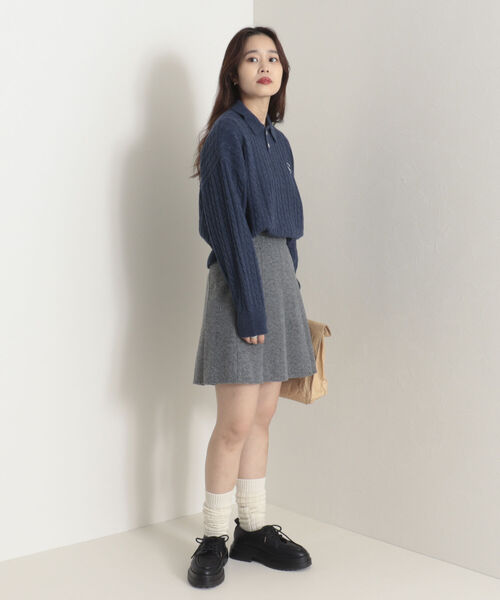 onulsoha（オヌルソハ）の「ポロ衿ケーブル柄ニット（ニット/セーター・レディース・ライトグレー/グリーン/ネイビー・38）」の10枚目の写真