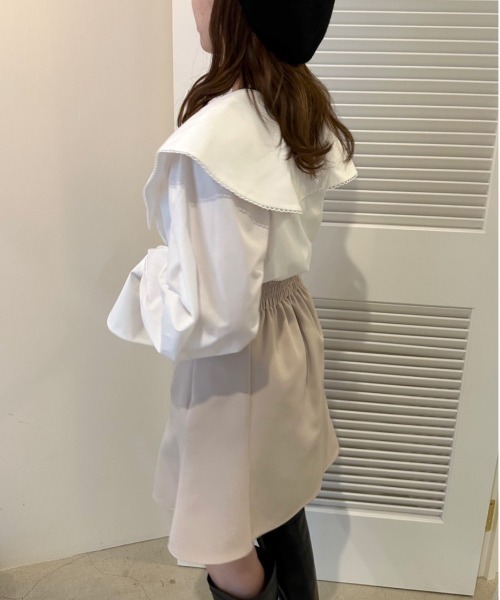 OLIVE des OLIVE（オリーブデオリーブ）の「ビッグカラーピコレースブラウス（シャツ/ブラウス・レディース・ストライプ/オフホワイト・FREE）」の7枚目の写真