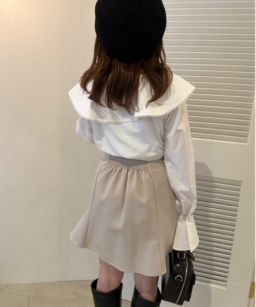 OLIVE des OLIVE（オリーブデオリーブ）の「ビッグカラーピコレースブラウス（シャツ/ブラウス・レディース・ストライプ/オフホワイト・FREE）」の14枚目の写真