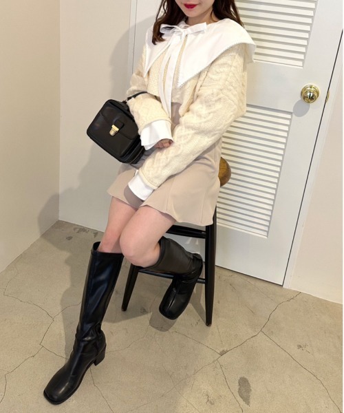 OLIVE des OLIVE（オリーブデオリーブ）の「ビッグカラーピコレースブラウス（シャツ/ブラウス・レディース・ストライプ/オフホワイト・FREE）」の4枚目の写真