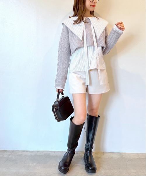 OLIVE des OLIVE（オリーブデオリーブ）の「ビッグカラーピコレースブラウス（シャツ/ブラウス・レディース・ストライプ/オフホワイト・FREE）」の9枚目の写真