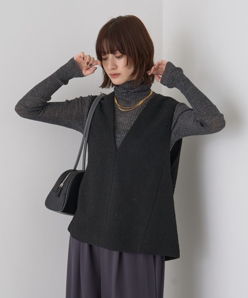 Rouge vif(ルージュヴィフ)の「シアータートルネックリブニット(ニット/セーター・レディース・ライトグレー/ブラック/ブラウン/チャコールグレー・フリー)」の17枚目の写真