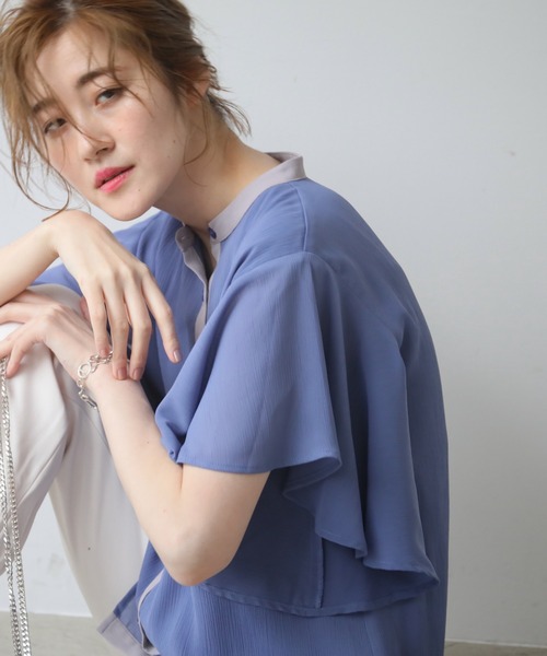 frames RAY CASSIN(フレームスレイカズン)の「WEB限定. アソートラッフルスリーブブラウス(シャツ/ブラウス・レディース・ライトグレー/ブラック/ベージュ/オフホワイト/ブルー/ドット/ロイヤルブルー/ライトグレー系/グリーン/バイオレット/マスタード/グリーン系/グレイッシュベージュ/ブルー系/キナリ・FREE)」の12枚目の写真