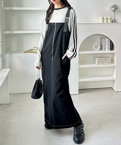 GeeRA（ジーラ）の「ミリタリーIラインジャンパースカート（ジャンパースカート・レディース・ブラック/カーキ・MEDIUM/LARGE）」の2枚目の写真