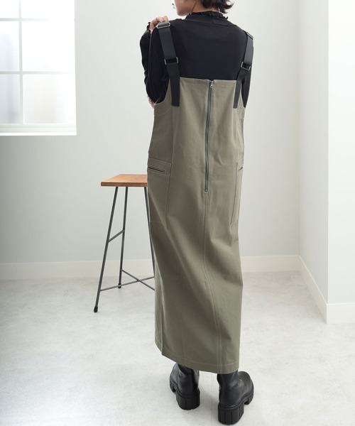GeeRA（ジーラ）の「ミリタリーIラインジャンパースカート（ジャンパースカート・レディース・ブラック/カーキ・MEDIUM/LARGE）」の6枚目の写真