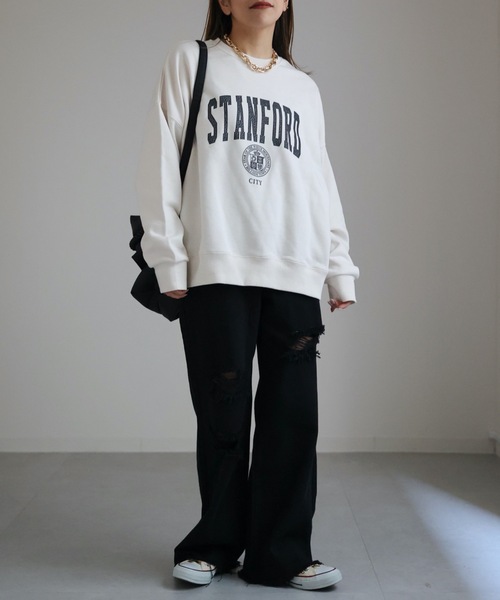 ap retro（アプレトロ）の「ダメージデニムワイドパンツ　カラーパンツ（デニムパンツ・レディース・ブルー/アイボリー/ブラック・MEDIUM/LARGE）」の10枚目の写真