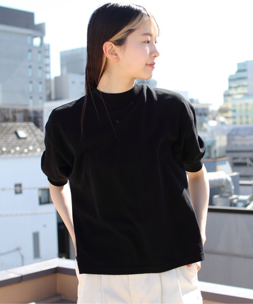 STEPS(ステップス)の「MEYAME/メヤメ コットンニットティー COTTON KNIT TEE(ニット/セーター・レディース・グリーン/オレンジ/ブラック・FREE)」の5枚目の写真