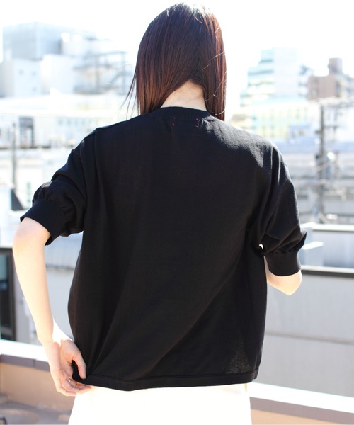 STEPS(ステップス)の「MEYAME/メヤメ コットンニットティー COTTON KNIT TEE(ニット/セーター・レディース・グリーン/オレンジ/ブラック・FREE)」の7枚目の写真