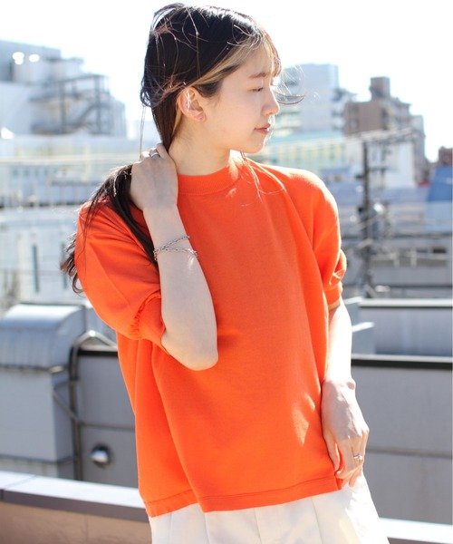 STEPS(ステップス)の「MEYAME/メヤメ コットンニットティー COTTON KNIT TEE(ニット/セーター・レディース・グリーン/オレンジ/ブラック・FREE)」の13枚目の写真
