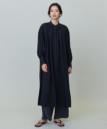美品　プルミエアロンディスモン レーヨンギャザーロングワンピース 1er Arrondissementプルミエアロンディスモン ギャザー