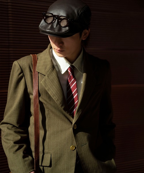 INTERPLAY（インタープレイ）の「【INTERPLAY x TAKERU】クラシカル シングル ストライプ ジャケット（テーラードジャケット・メンズ・ダークグリーン/マスタード・SMALL/MEDIUM/LARGE）」の2枚目の写真