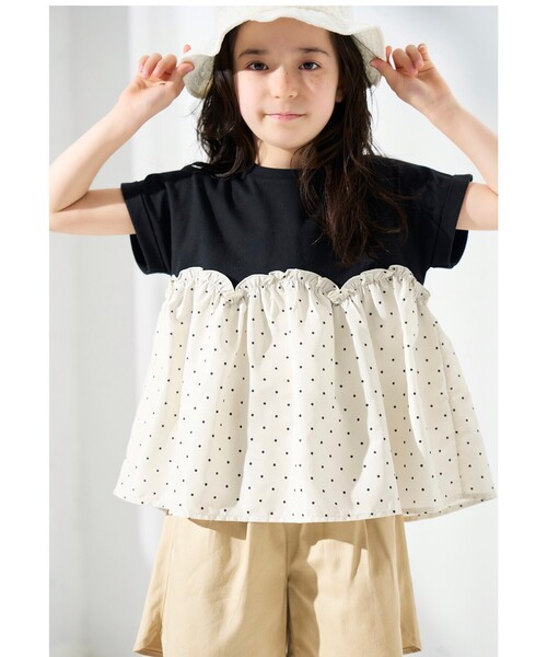 SHOO・LA・RUE（シューラルー）の「◆【110cm-140cm】アソート異素材ドッキングプルオーバー（Tシャツ/カットソー・キッズ・ライトパープル/アイボリー/サックスブルー/ブラック・11/12/13/14）」の20枚目の写真