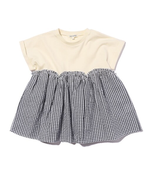 SHOO・LA・RUE（シューラルー）の「◆【110cm-140cm】アソート異素材ドッキングプルオーバー（Tシャツ/カットソー・キッズ・ライトパープル/アイボリー/サックスブルー/ブラック・11/12/13/14）」の5枚目の写真