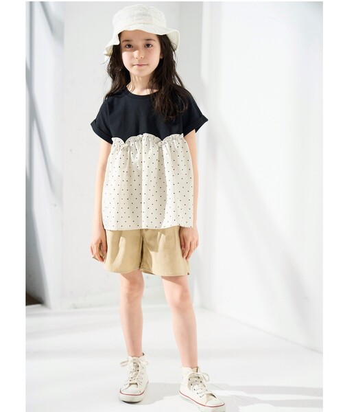 SHOO・LA・RUE（シューラルー）の「◆【110cm-140cm】アソート異素材ドッキングプルオーバー（Tシャツ/カットソー・キッズ・ライトパープル/アイボリー/サックスブルー/ブラック・11/12/13/14）」の16枚目の写真