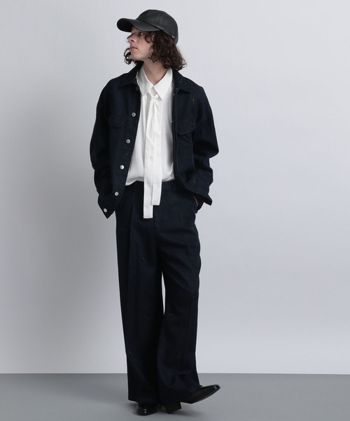 HARE(ハレ)の「シルキーナローボウタイシャツ(HARE)(シャツ/ブラウス・メンズ・グリーン/ブラック/オフホワイト・FREE)」の5枚目の写真