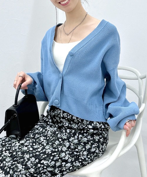 FOREVER 21（フォーエバー トゥエンティーワン）の「【FEMININE】袖ボリュームリブカーディガン（カーディガン/ボレロ・レディース・イエロー/ライトインディゴブルー/ピンク/ブラック系その他/ブラック・FREE）」の4枚目の写真