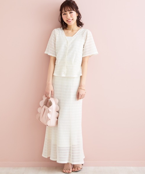 marun（マルン）の「＜大きいサイズ＞ クロッシェ調ショートカーディガン marun（カーディガン/ボレロ・レディース・ブラック/ミント/アイボリー・3L/LL/4L/5L/L）」の20枚目の写真