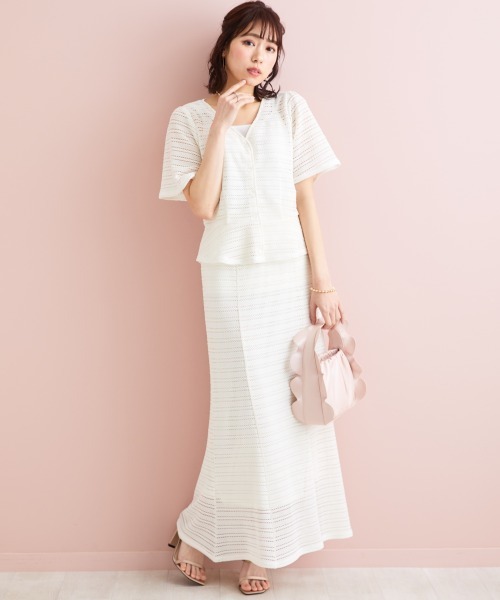 marun（マルン）の「＜大きいサイズ＞ クロッシェ調ショートカーディガン marun（カーディガン/ボレロ・レディース・ブラック/ミント/アイボリー・3L/LL/4L/5L/L）」の19枚目の写真