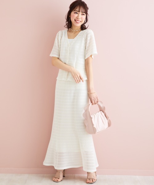 marun（マルン）の「＜大きいサイズ＞ クロッシェ調ショートカーディガン marun（カーディガン/ボレロ・レディース・ブラック/ミント/アイボリー・3L/LL/4L/5L/L）」の8枚目の写真