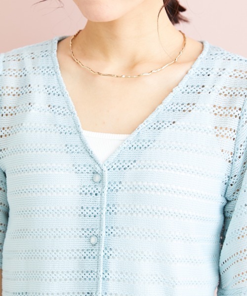 marun（マルン）の「＜大きいサイズ＞ クロッシェ調ショートカーディガン marun（カーディガン/ボレロ・レディース・ブラック/ミント/アイボリー・3L/LL/4L/5L/L）」の13枚目の写真