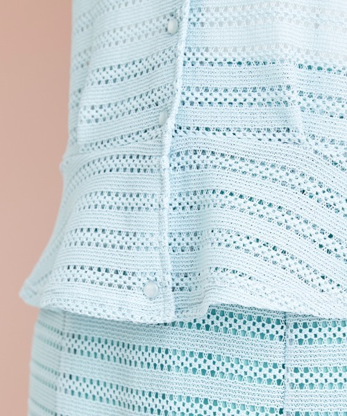 marun（マルン）の「＜大きいサイズ＞ クロッシェ調ショートカーディガン marun（カーディガン/ボレロ・レディース・ブラック/ミント/アイボリー・3L/LL/4L/5L/L）」の15枚目の写真