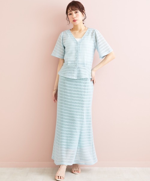 marun（マルン）の「＜大きいサイズ＞ クロッシェ調ショートカーディガン marun（カーディガン/ボレロ・レディース・ブラック/ミント/アイボリー・3L/LL/4L/5L/L）」の9枚目の写真