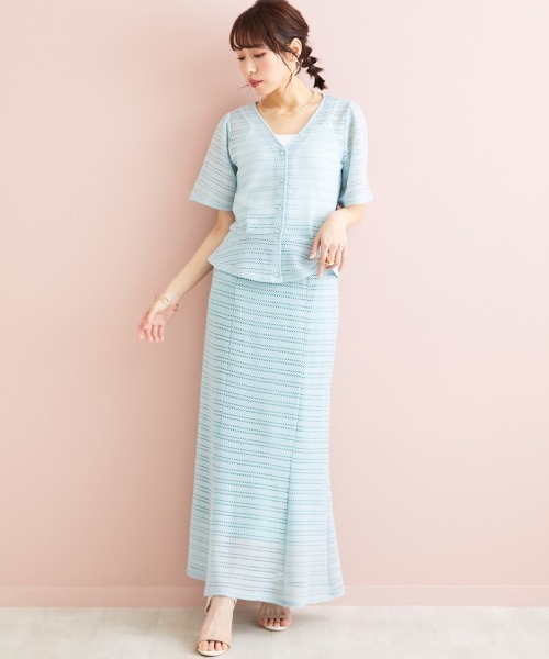 marun（マルン）の「＜大きいサイズ＞ クロッシェ調ショートカーディガン marun（カーディガン/ボレロ・レディース・ブラック/ミント/アイボリー・3L/LL/4L/5L/L）」の10枚目の写真