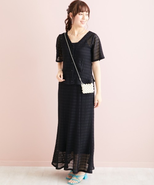 marun（マルン）の「＜大きいサイズ＞ クロッシェ調ショートカーディガン marun（カーディガン/ボレロ・レディース・ブラック/ミント/アイボリー・3L/LL/4L/5L/L）」の11枚目の写真