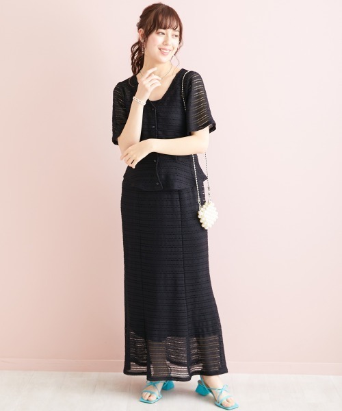 marun（マルン）の「＜大きいサイズ＞ クロッシェ調ショートカーディガン marun（カーディガン/ボレロ・レディース・ブラック/ミント/アイボリー・3L/LL/4L/5L/L）」の12枚目の写真