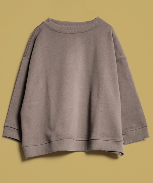 folka（フォルカ）の「3-七分袖 スウェット Tシャツ  ＵＳＡコットントレーナーTシャツ 無地 【folka フォルカ】（Tシャツ/カットソー・レディース・ブルーグリーン/グレイッシュベージュ/ヘザーグレー/ナチュラル/ネイビー/スミクロ/モカ・ONE SIZE）」の3枚目の写真