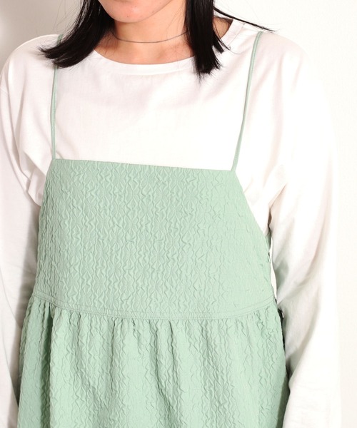 cepo(セポ)の「フクレジャガードキャミワンピース(ワンピース・レディース・ブラック/ミント・M)」の17枚目の写真