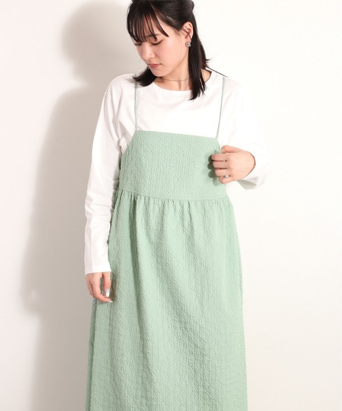 cepo(セポ)の「フクレジャガードキャミワンピース(ワンピース・レディース・ブラック/ミント・M)」の11枚目の写真