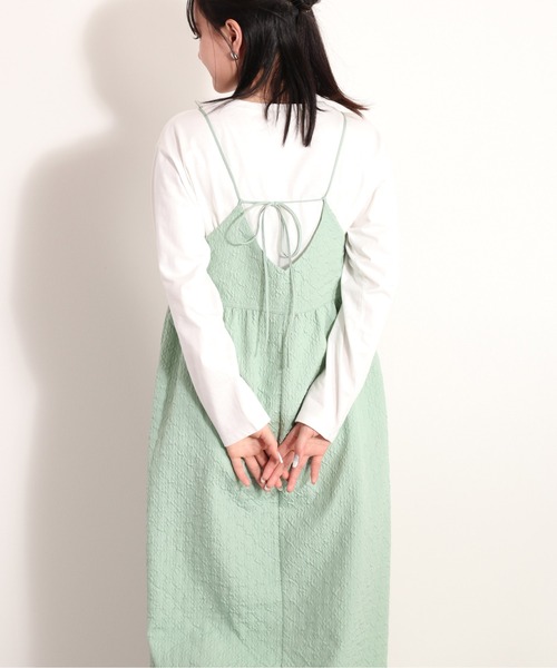 cepo(セポ)の「フクレジャガードキャミワンピース(ワンピース・レディース・ブラック/ミント・M)」の13枚目の写真