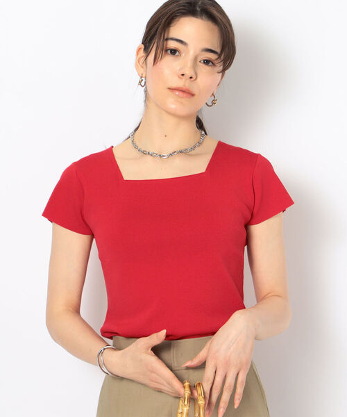 NOLLEY’S(ノーリーズ)の「《手洗い可能》キャップスリーブプルオーバーニット(ニット/セーター・レディース・ブラック/レッド/オフホワイト/ブルー・38)」の4枚目の写真