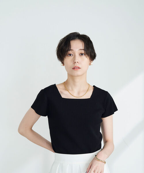 NOLLEY’S(ノーリーズ)の「《手洗い可能》キャップスリーブプルオーバーニット(ニット/セーター・レディース・ブラック/レッド/オフホワイト/ブルー・38)」の8枚目の写真