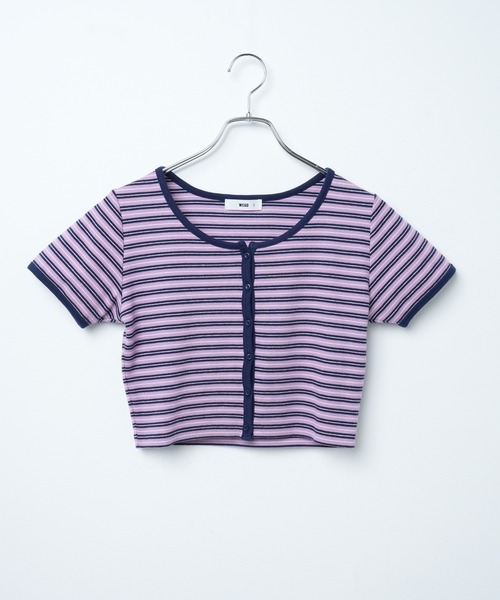 WEGO（ウィゴー）の「WEGO/フロントボタンリブショートＴ（Tシャツ/カットソー・レディース・パープル系その他/ブラック/グリーン系その他/ホワイト/ブラック系その他5/オレンジ系その他6・FREE）」の15枚目の写真