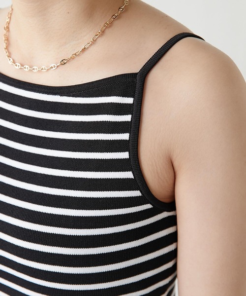 COLLAGE GALLARDAGALANTE（コラージュガリャルダガランテ）の「ニットキャミ（キャミソール・レディース・ブラック/ライム・FREE）」の10枚目の写真