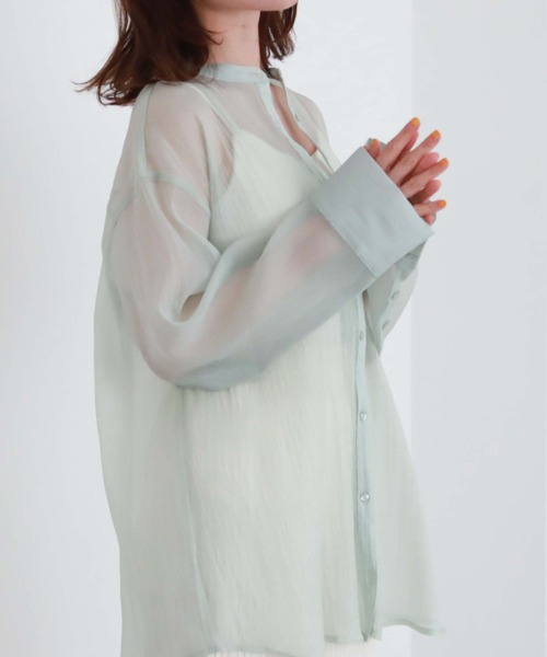 archives（アルシーヴ）の「シアースリットスリーブシャツ（シャツ/ブラウス・レディース・ラベンダー/オフホワイト/グリーン/ブラック・MEDIUM）」の4枚目の写真