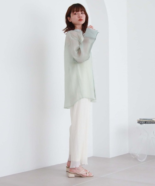 archives（アルシーヴ）の「シアースリットスリーブシャツ（シャツ/ブラウス・レディース・ラベンダー/オフホワイト/グリーン/ブラック・MEDIUM）」の15枚目の写真