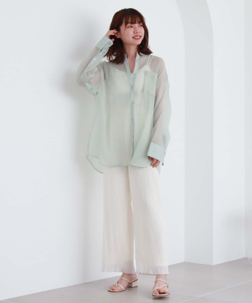 archives（アルシーヴ）の「シアースリットスリーブシャツ（シャツ/ブラウス・レディース・ラベンダー/オフホワイト/グリーン/ブラック・MEDIUM）」の16枚目の写真