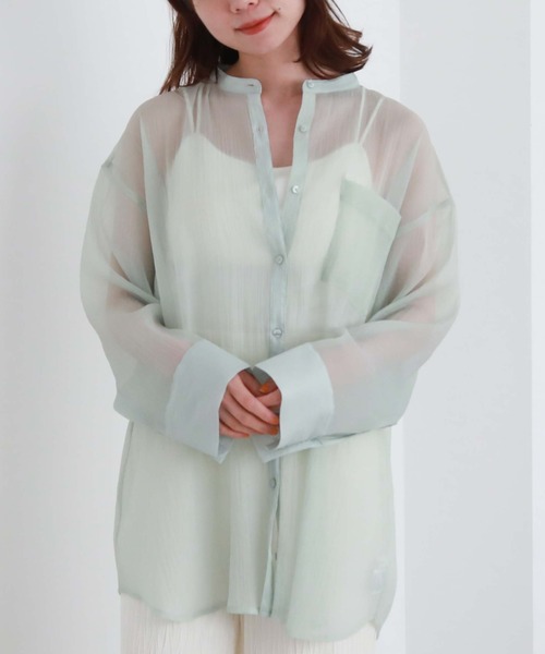 archives（アルシーヴ）の「シアースリットスリーブシャツ（シャツ/ブラウス・レディース・ラベンダー/オフホワイト/グリーン/ブラック・MEDIUM）」の13枚目の写真