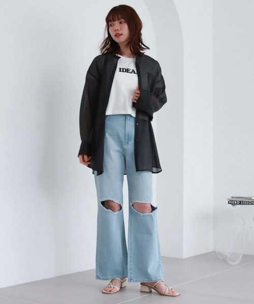 archives（アルシーヴ）の「シアースリットスリーブシャツ（シャツ/ブラウス・レディース・ラベンダー/オフホワイト/グリーン/ブラック・MEDIUM）」の20枚目の写真