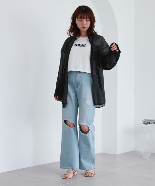 archives（アルシーヴ）の「シアースリットスリーブシャツ（シャツ/ブラウス・レディース・ラベンダー/オフホワイト/グリーン/ブラック・MEDIUM）」の21枚目の写真