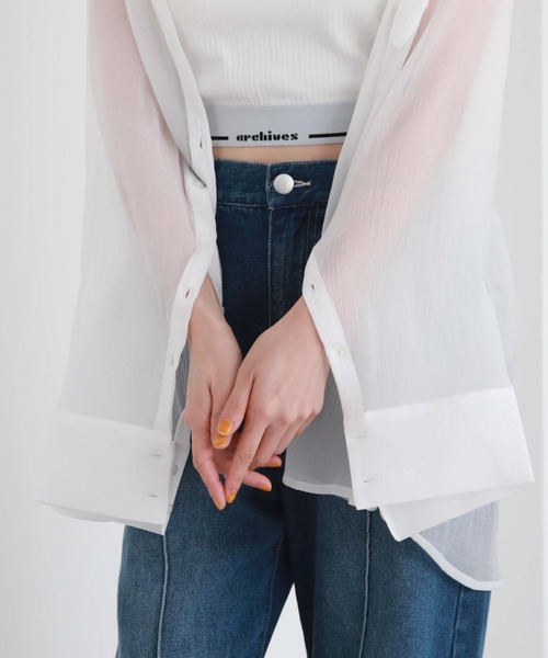 archives（アルシーヴ）の「シアースリットスリーブシャツ（シャツ/ブラウス・レディース・ラベンダー/オフホワイト/グリーン/ブラック・MEDIUM）」の7枚目の写真