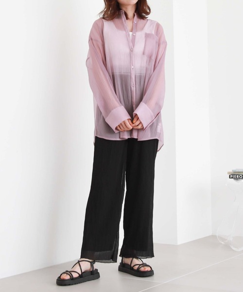 archives（アルシーヴ）の「シアースリットスリーブシャツ（シャツ/ブラウス・レディース・ラベンダー/オフホワイト/グリーン/ブラック・MEDIUM）」の11枚目の写真